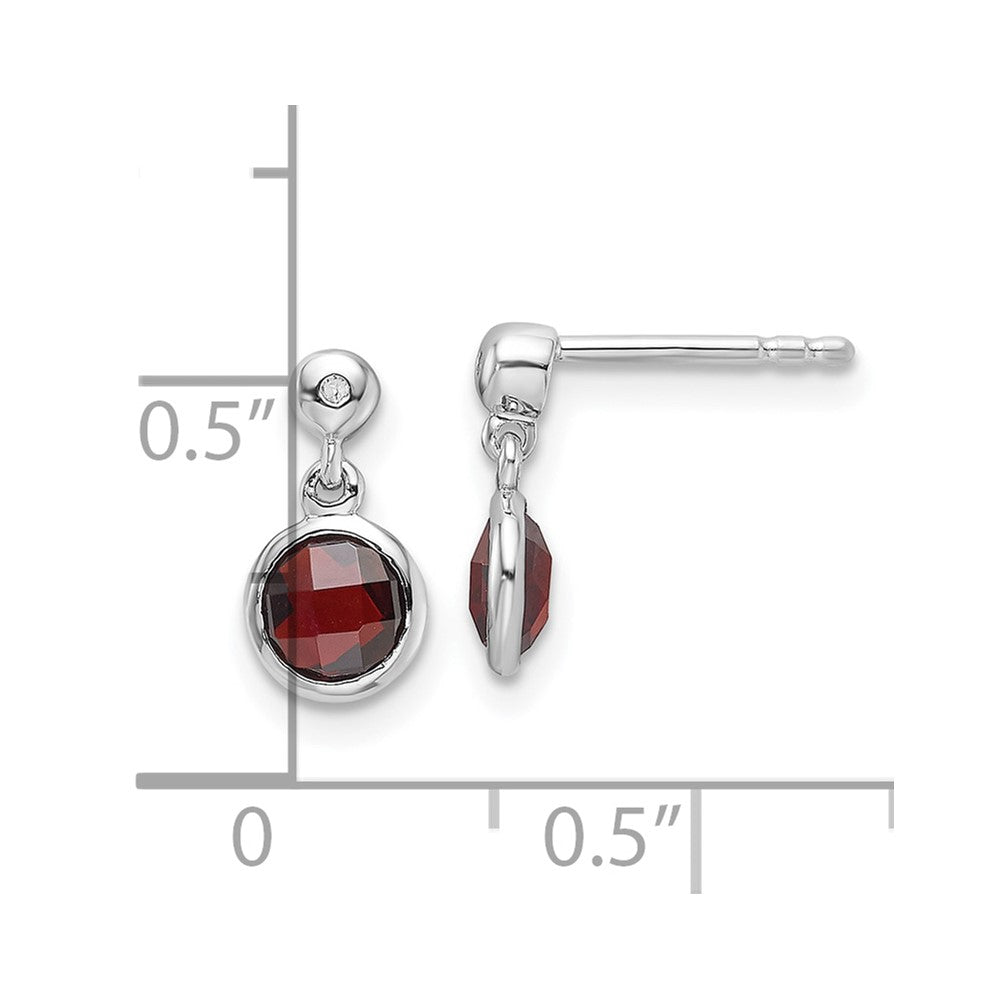 White Ice Sterling Silver Rhodium-plated Diamond and Garnet Post Dangle Earrings