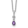 White Ice Sterling Silver Rhodium-plated 18 Inch Amethyst and Diamond Necklace with 2 Inch Extender