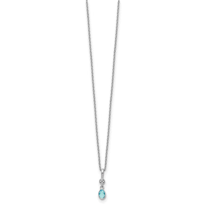 White Ice Sterling Silver Rhodium-plated 18 inch Diamond and Blue Topaz  Necklace with 2 inch Extender