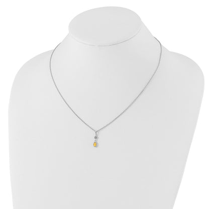 White Ice Sterling Silver Rhodium-plated 18 inch Diamond and Citrine Necklace with 2 inch Extender
