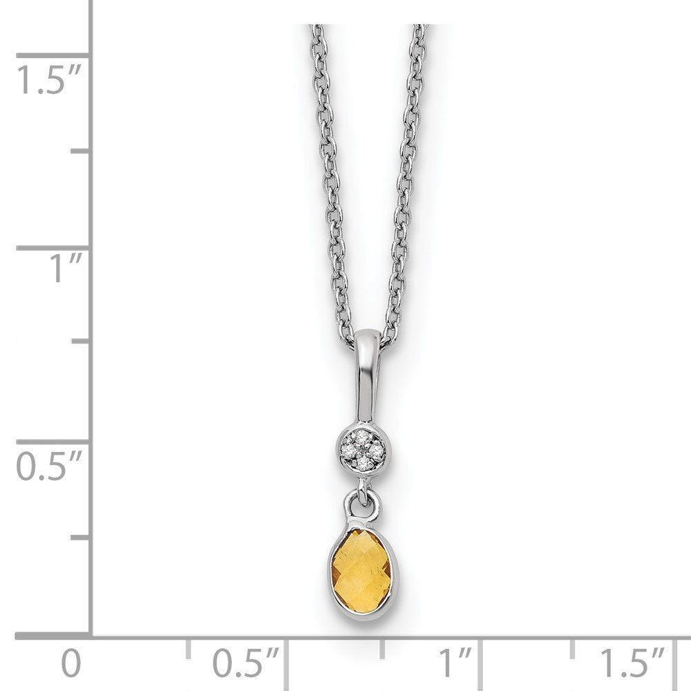 White Ice Sterling Silver Rhodium-plated 18 inch Diamond and Citrine Necklace with 2 inch Extender