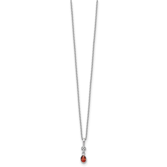White Ice Sterling Silver Rhodium-plated 18 inch Diamond and Garnet Necklace with 2 inch Extender