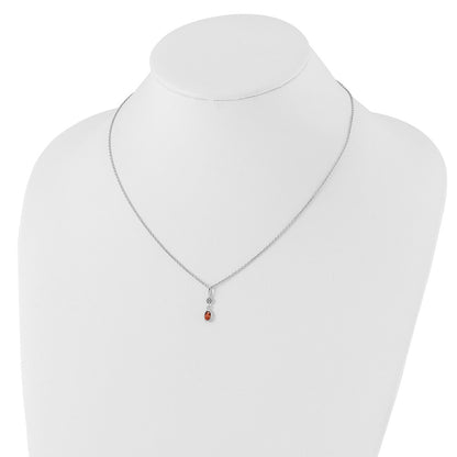 White Ice Sterling Silver Rhodium-plated 18 inch Diamond and Garnet  Necklace with 2 inch Extender