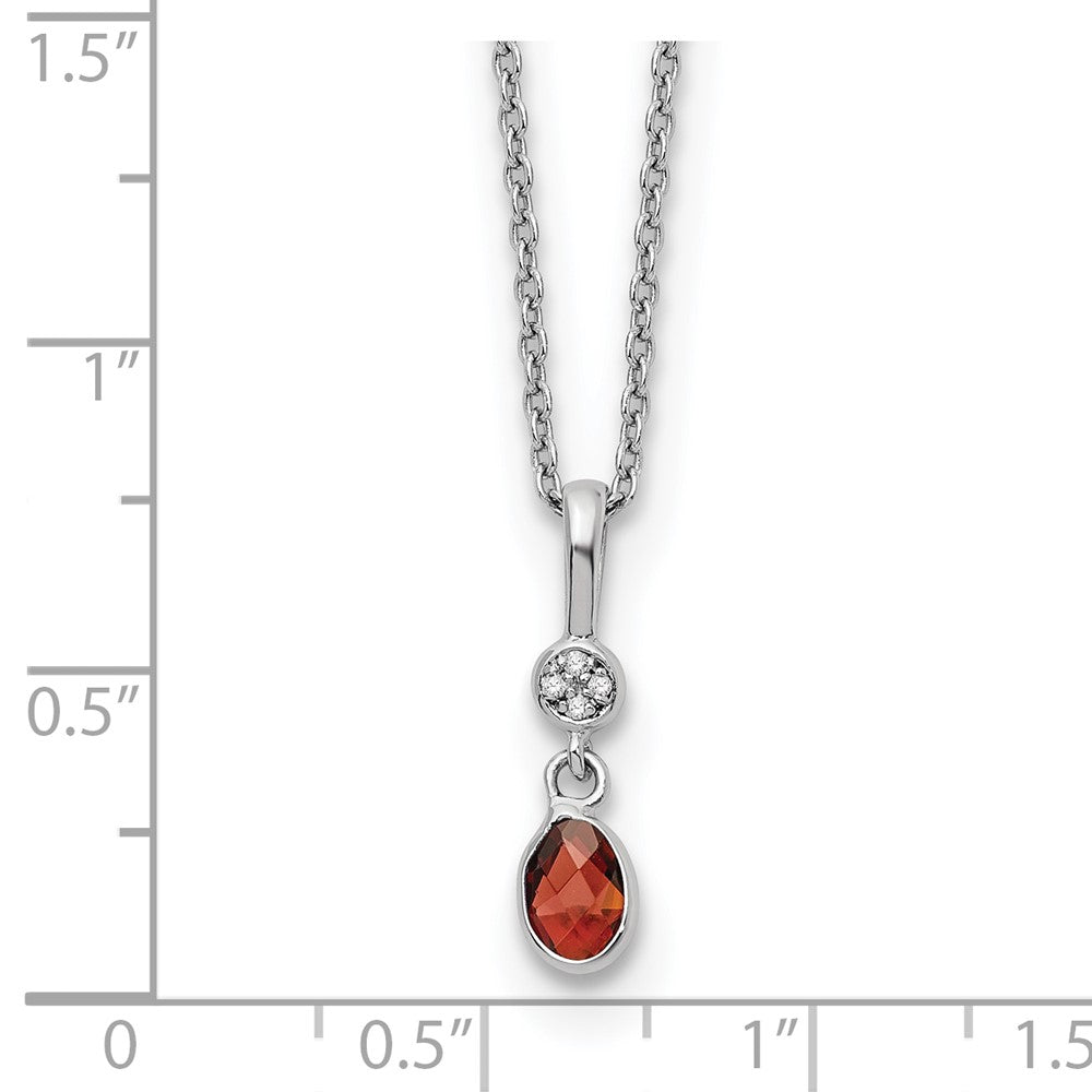 White Ice Sterling Silver Rhodium-plated 18 inch Diamond and Garnet  Necklace with 2 inch Extender