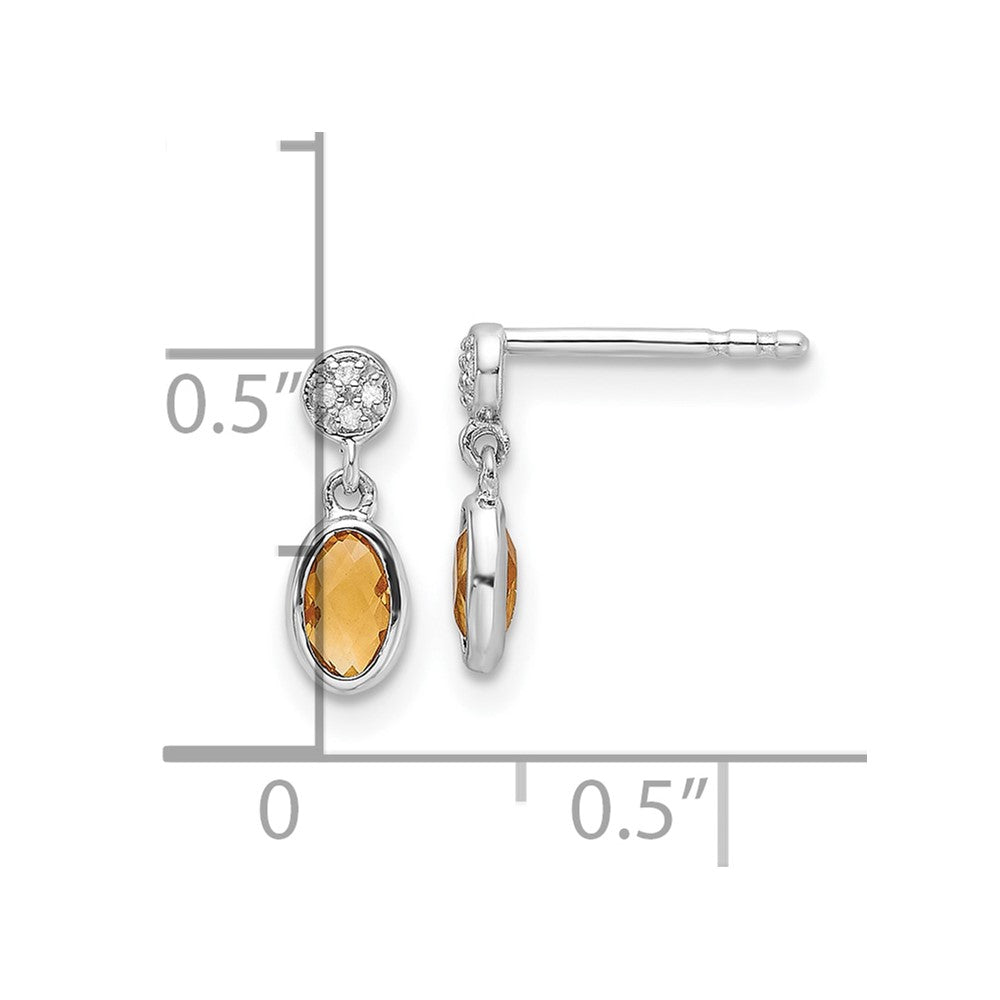 White Ice Sterling Silver Rhodium-plated Diamond and Citrine Post Dangle Earrings
