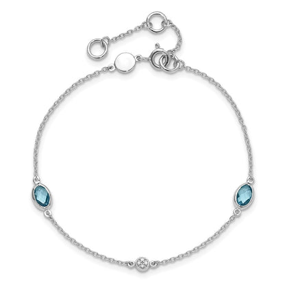White Ice Sterling Silver Rhodium-plated 7.5 inch Diamond and Blue Topaz Bracelet with 1.25  inch Extender