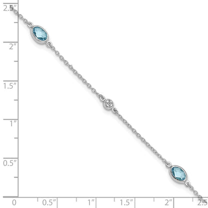 White Ice Sterling Silver Rhodium-plated 7.5 inch Diamond and Blue Topaz Bracelet with 1.25  inch Extender