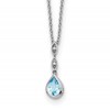 White Ice Sterling Silver Rhodium-plated 18 Inch Blue Topaz and Diamond Teardrop Necklace with 2 Inch Extender