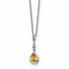 White Ice Sterling Silver Rhodium-plated 18 inch Diamond and Citrine Teardrop Necklace with 2 inch Extender
