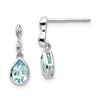 White Ice Sterling Silver Rhodium-plated Blue Topaz and Diamond Post Dangle Teardrop Earrings