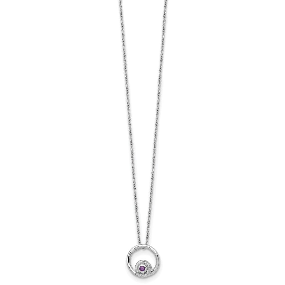 White Ice Sterling Silver Rhodium-plated 18 inch Diamond and Amethyst Necklace with a 2 inch Extender