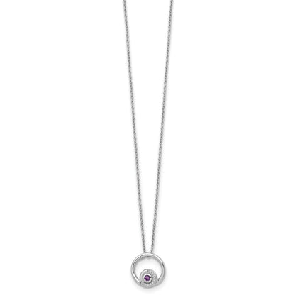 White Ice Sterling Silver Rhodium-plated 18 inch Diamond and Amethyst Necklace with a 2 inch Extender