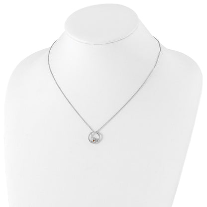 Sterling Silver RH Plated White Ice .05ct. Diamond & Citrine w/2IN Ext Neck