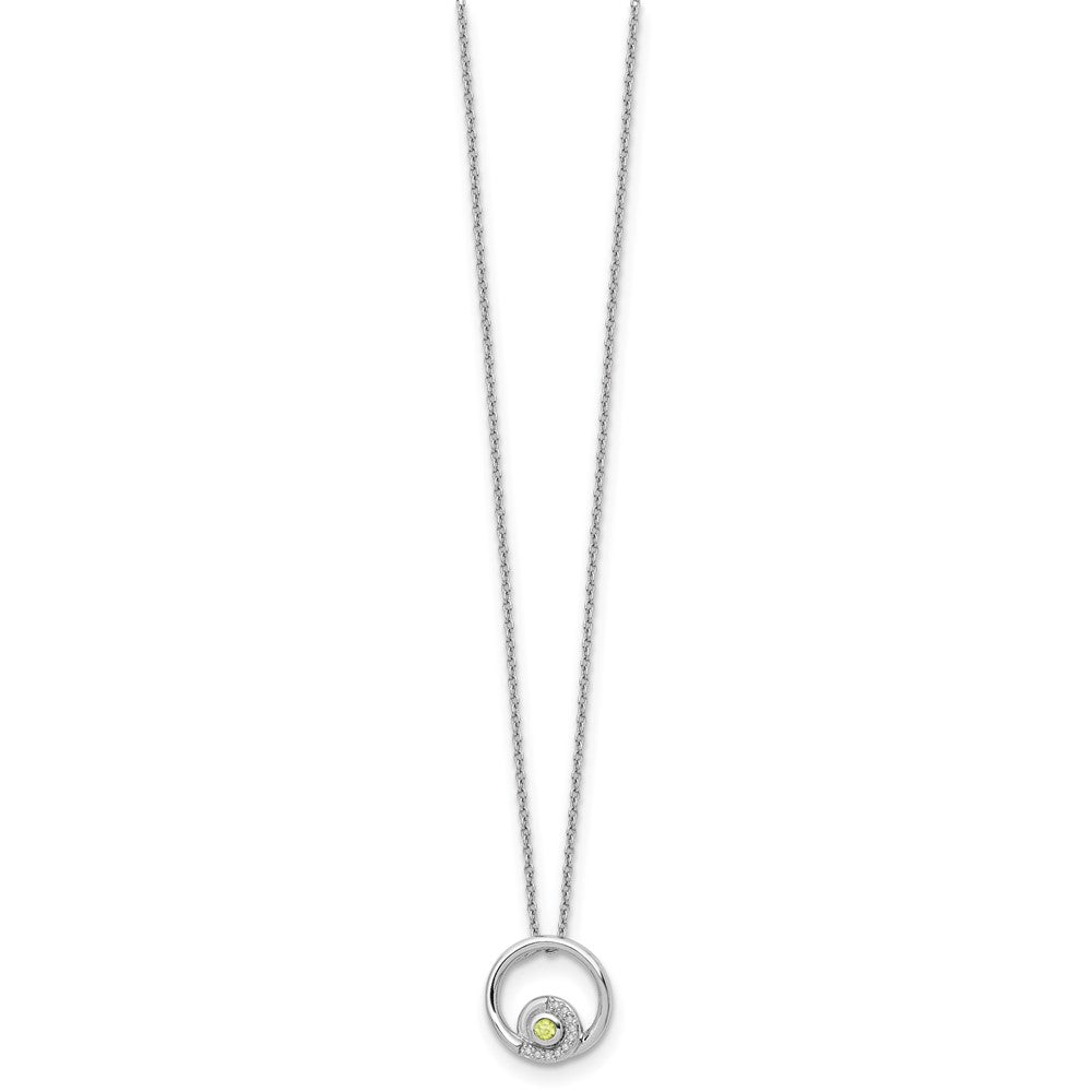 White Ice Sterling Silver Rhodium-plated 18 inch Diamond and Peridot Necklace plus 2 inch Extender