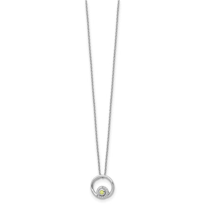 White Ice Sterling Silver Rhodium-plated 18 inch Diamond and Peridot Necklace plus 2 inch Extender