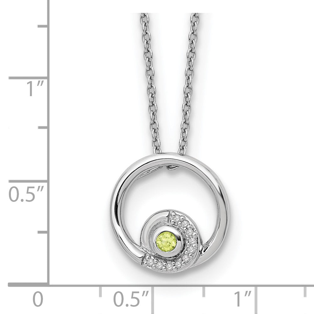 White Ice Sterling Silver Rhodium-plated 18 inch Diamond and Peridot Necklace plus 2 inch Extender