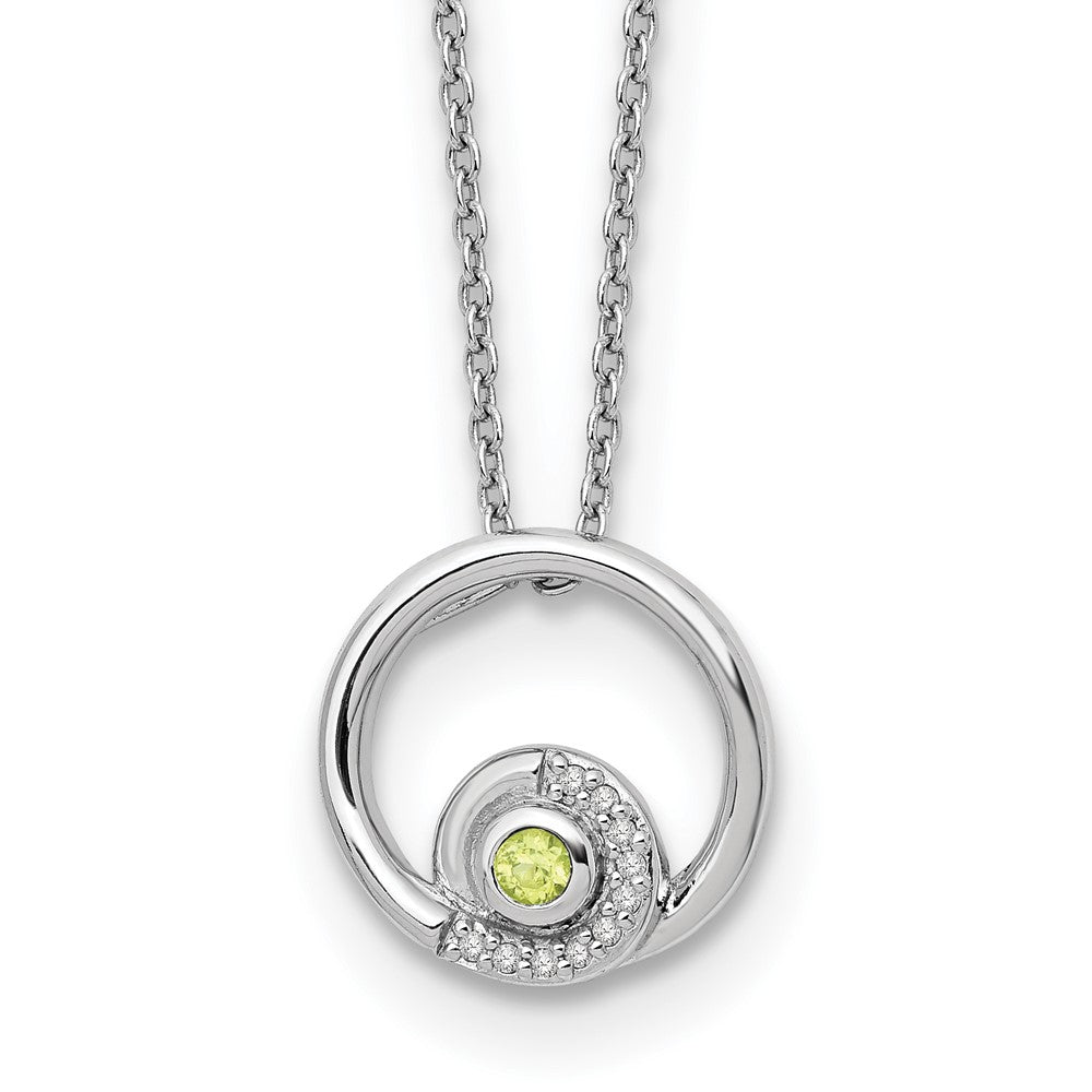 White Ice Sterling Silver Rhodium-plated 18 inch Diamond and Peridot Necklace plus 2 inch Extender