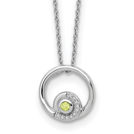 White Ice Sterling Silver Rhodium-plated 18 inch Diamond and Peridot Necklace plus 2 inch Extender