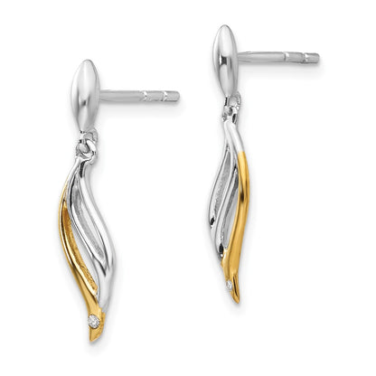 White Ice Sterling Silver Rhodium-plated Gold-plated Diamond Post Dangle Earrings