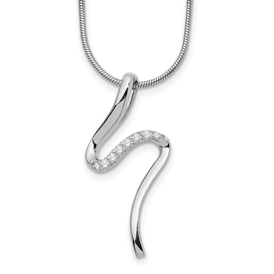 White Ice Sterling Silver Rhodium-plated 18 Inch Diamond S Shaped Necklace with 2 Inch Extender