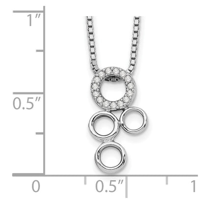 White Ice Sterling Silver Rhodium-plated 18 Inch Diamond Circles Slide Pendant Necklace with 2 Inch Extender