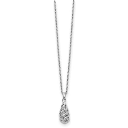 White Ice Sterling Silver Rhodium-plated 18 Inch Diamond Spiral Necklace with 2 Inch Extender