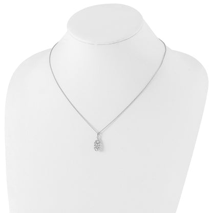 White Ice Sterling Silver Rhodium-plated 18 Inch Diamond Spiral Necklace with 2 Inch Extender