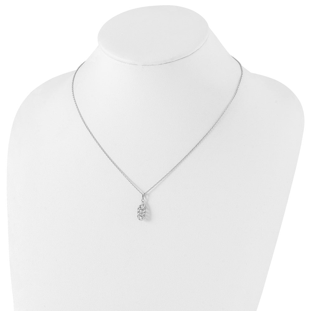White Ice Sterling Silver Rhodium-plated 18 Inch Diamond Spiral Necklace with 2 Inch Extender