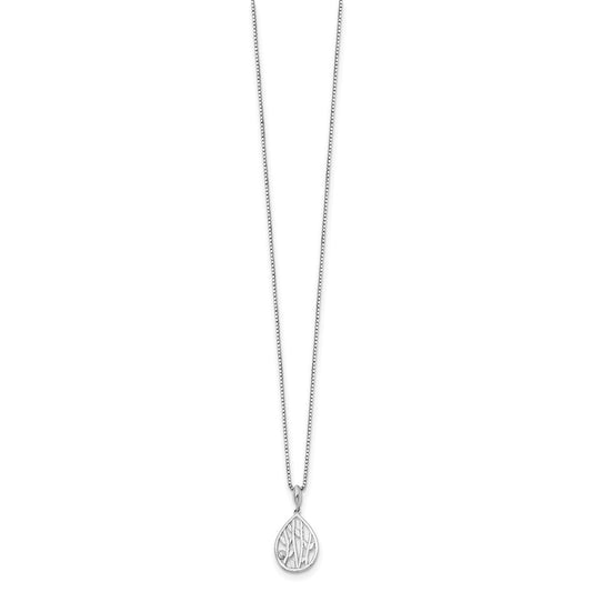 White Ice Sterling Silver Rhodium-plated 18 Inch Diamond Leaf Pendant Necklace with 2 Inch Extender