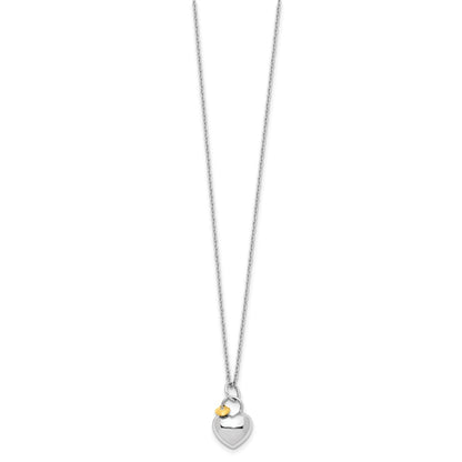 White Ice Sterling Silver Rhodium-plated Gold-tone 18 Inch Diamond Double Heart Necklace with 2 Inch Extender