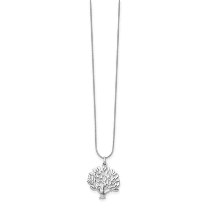 White Ice Sterling Silver Rhodium-plated 18 Inch Diamond Tree Pendant Necklace with 2 Inch Extender