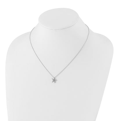 White Ice Sterling Silver Rhodium-plated 18 Inch Diamond Starfish Slide Pendant Necklace with 2 Inch Extender