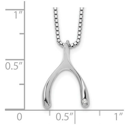 White Ice Sterling Silver Rhodium-plated 18 Inch Diamond Wishbone Slide Pendant Necklace with 2 Inch Extender