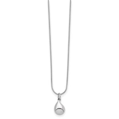 White Ice Sterling Silver Rhodium-plated 18 Inch Diamond Teardrop Necklace with 2 Inch Extender