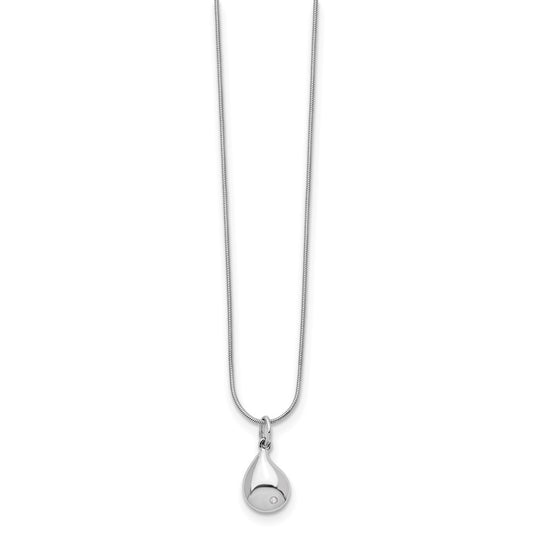 White Ice Sterling Silver Rhodium-plated 18 Inch Diamond Teardrop Necklace with 2 Inch Extender