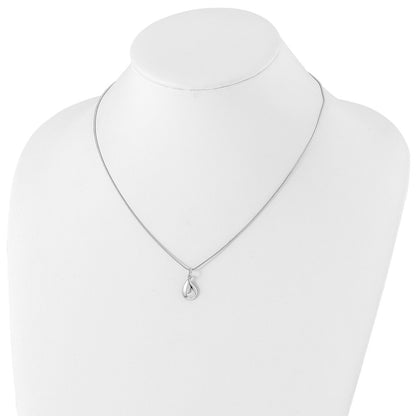 White Ice Sterling Silver Rhodium-plated 18 Inch Diamond Teardrop Necklace with 2 Inch Extender