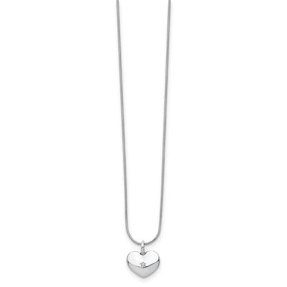 White Ice Sterling Silver Rhodium-plated 18 Inch Diamond Heart Necklace with 2 Inch Extender