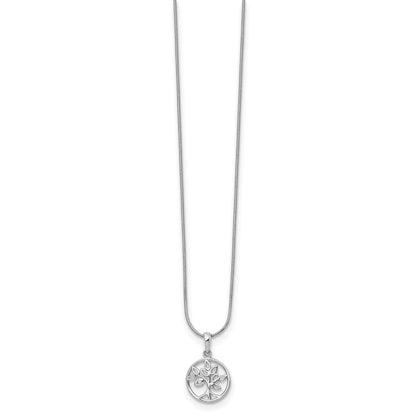 White Ice Sterling Silver Rhodium-plated 18 Inch Diamond Tree Necklace with 2 Inch Extender