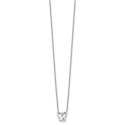 White Ice Sterling Silver Rhodium-plated 18 Inch Diamond Butterfly Necklace with 2 Inch Extender