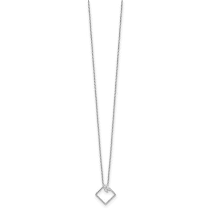White Ice Sterling Silver Rhodium-plated 18 Inch Open Diamond-shaped Diamond Necklace with 2 Inch Extender