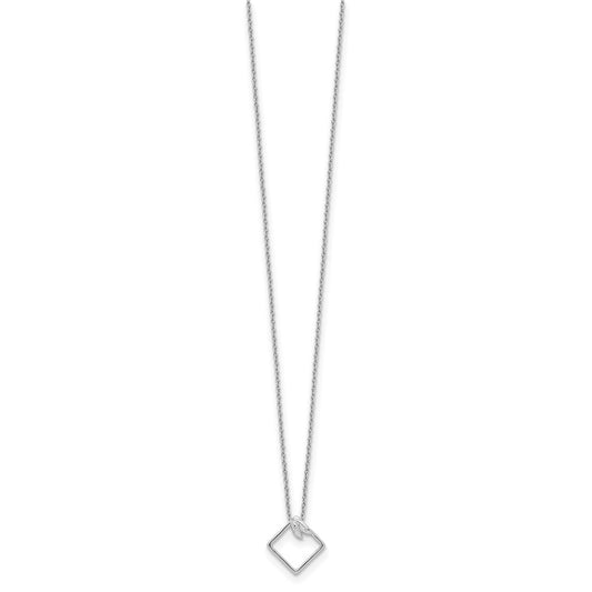 White Ice Sterling Silver Rhodium-plated 18 Inch Open Diamond-shaped Diamond Necklace with 2 Inch Extender