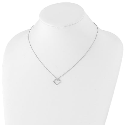 White Ice Sterling Silver Rhodium-plated 18 Inch Open Diamond-shaped Diamond Necklace with 2 Inch Extender
