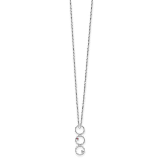 White Ice Sterling Silver Rhodium-plated 18 Inch Diamond and Ruby Necklace with 2 Inch Extender