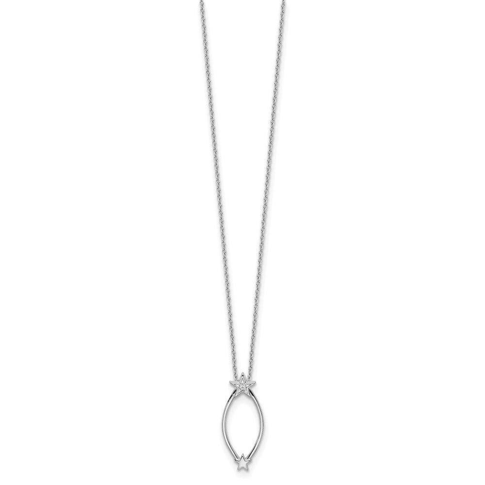 White Ice Sterling Silver Rhodium-plated 18 Inch Diamond Stars Necklace with 2 Inch Extender