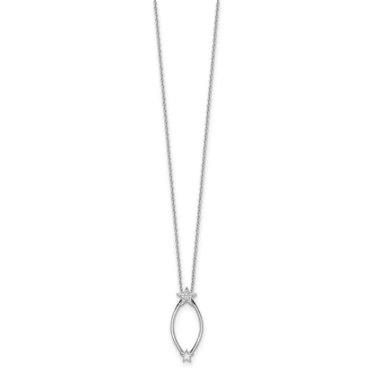 White Ice Sterling Silver Rhodium-plated 18 Inch Diamond Stars Necklace with 2 Inch Extender