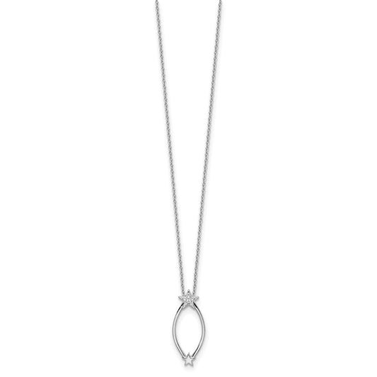 White Ice Sterling Silver Rhodium-plated 18 Inch Diamond Stars Necklace with 2 Inch Extender