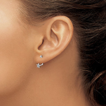 White Ice Sterling Silver Rhodium-plated Diamond Stars Front and Back Earrings