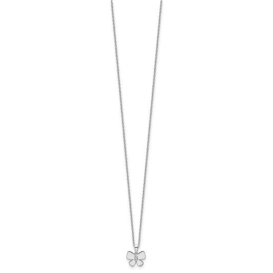 White Ice Sterling Silver Rhodium-plated 18 Inch Diamond Butterfly Necklace with 2 Inch Extender