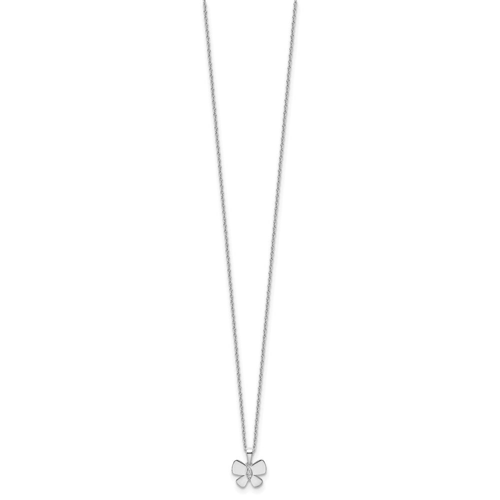 White Ice Sterling Silver Rhodium-plated 18 Inch Diamond Butterfly Necklace with 2 Inch Extender