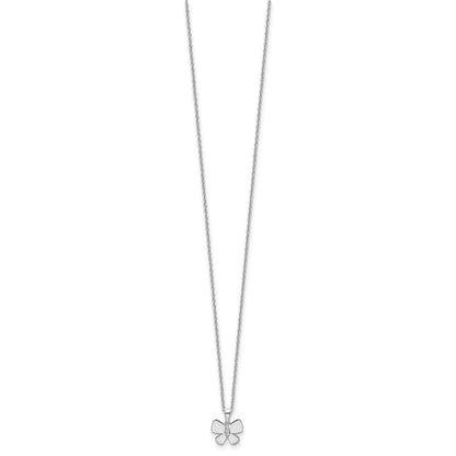 White Ice Sterling Silver Rhodium-plated 18 Inch Diamond Butterfly Necklace with 2 Inch Extender